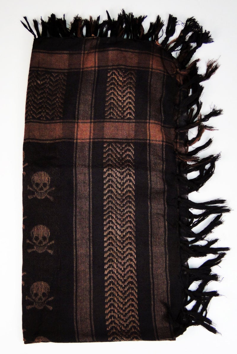 Tapp Collections Premium Skull Pattern Shemagh Head Neck Scarf - Dark Brown/Black - Image 3